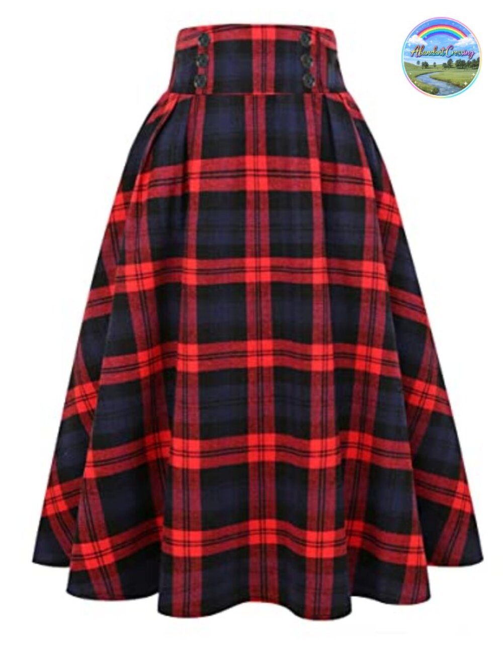 High Waist A-Line Pleated Midi Skirt with Side Pockets